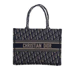 Pre-Loved Dior Medium Oblique Embroidered Canvas Book Tote
